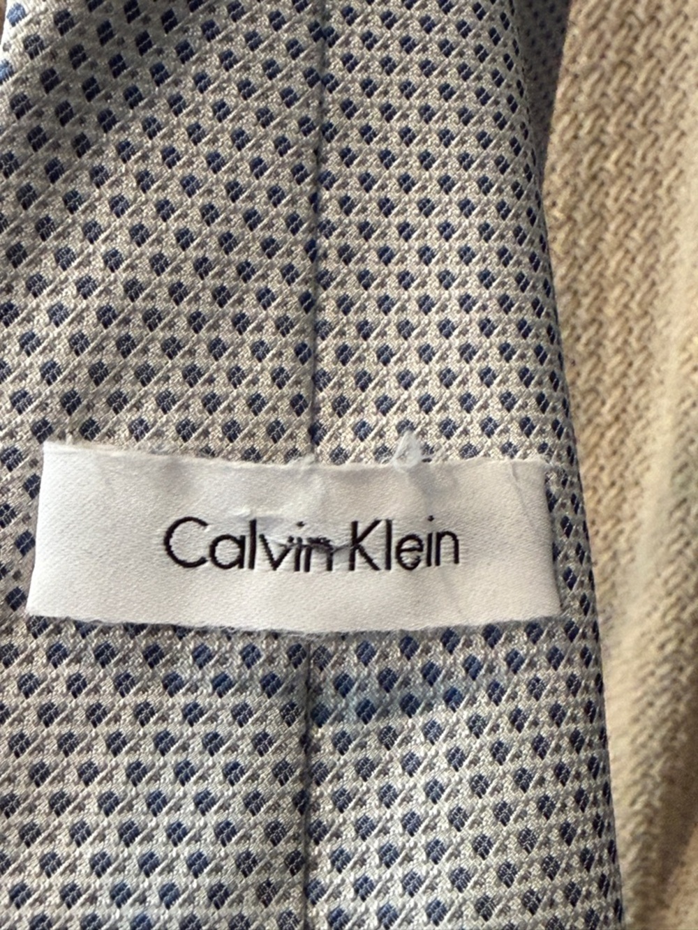 Calvin Klein Light Blue Tie with Navy Micro-Pattern